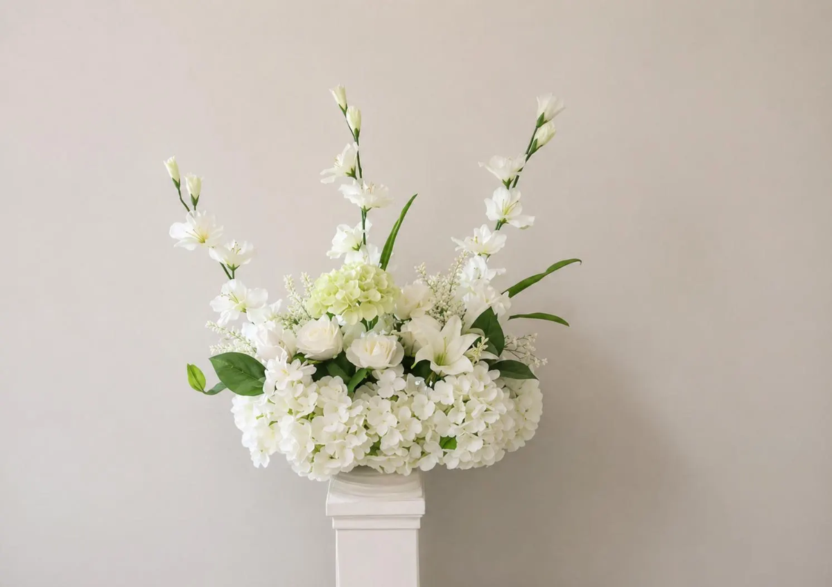 Faux floral arrangements and centerpieces