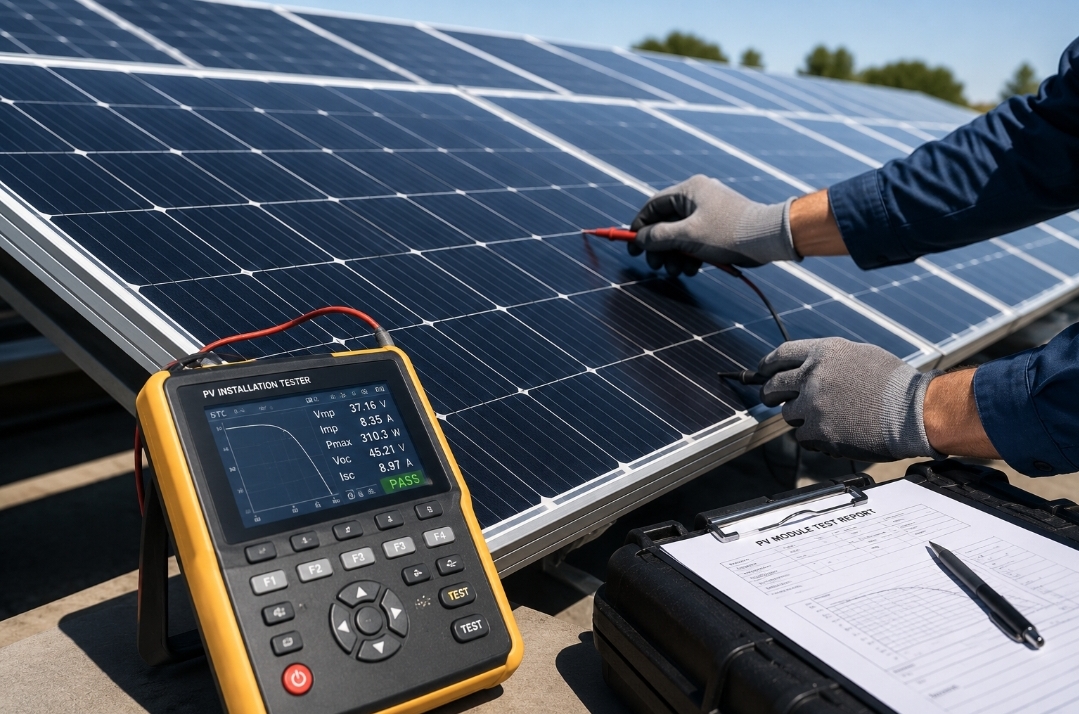 Close up of solar PV modules on a rooftop