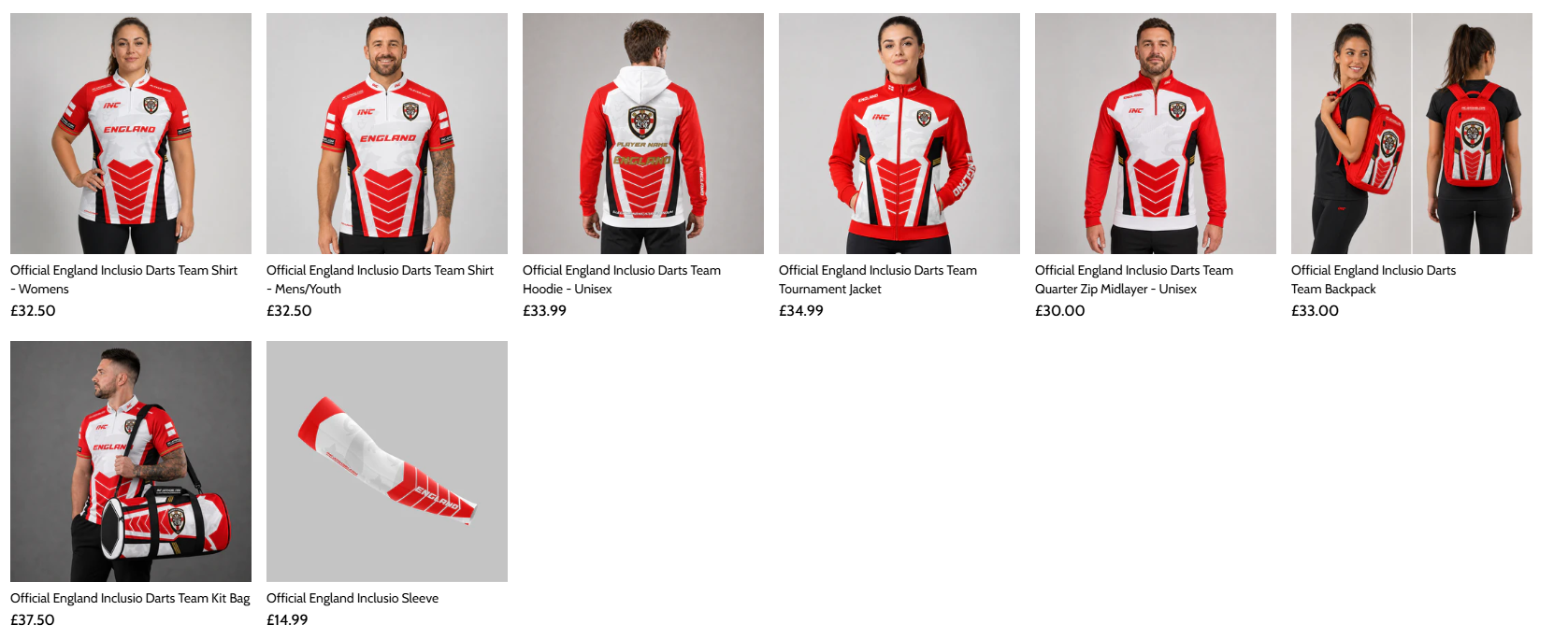 Official England Inclusio Darts Association Merchandise Range